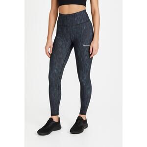 Reebok Leggings Womens Size Small black/Blue HighWaisted Fitted Stretch Active